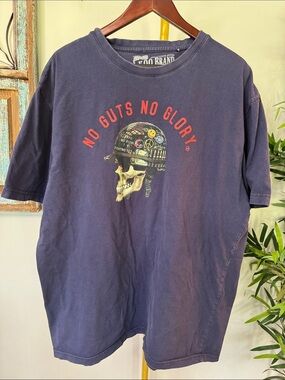 AKOO Navy Graphic Tee - "No Guts No Glory" Skull Print GUC